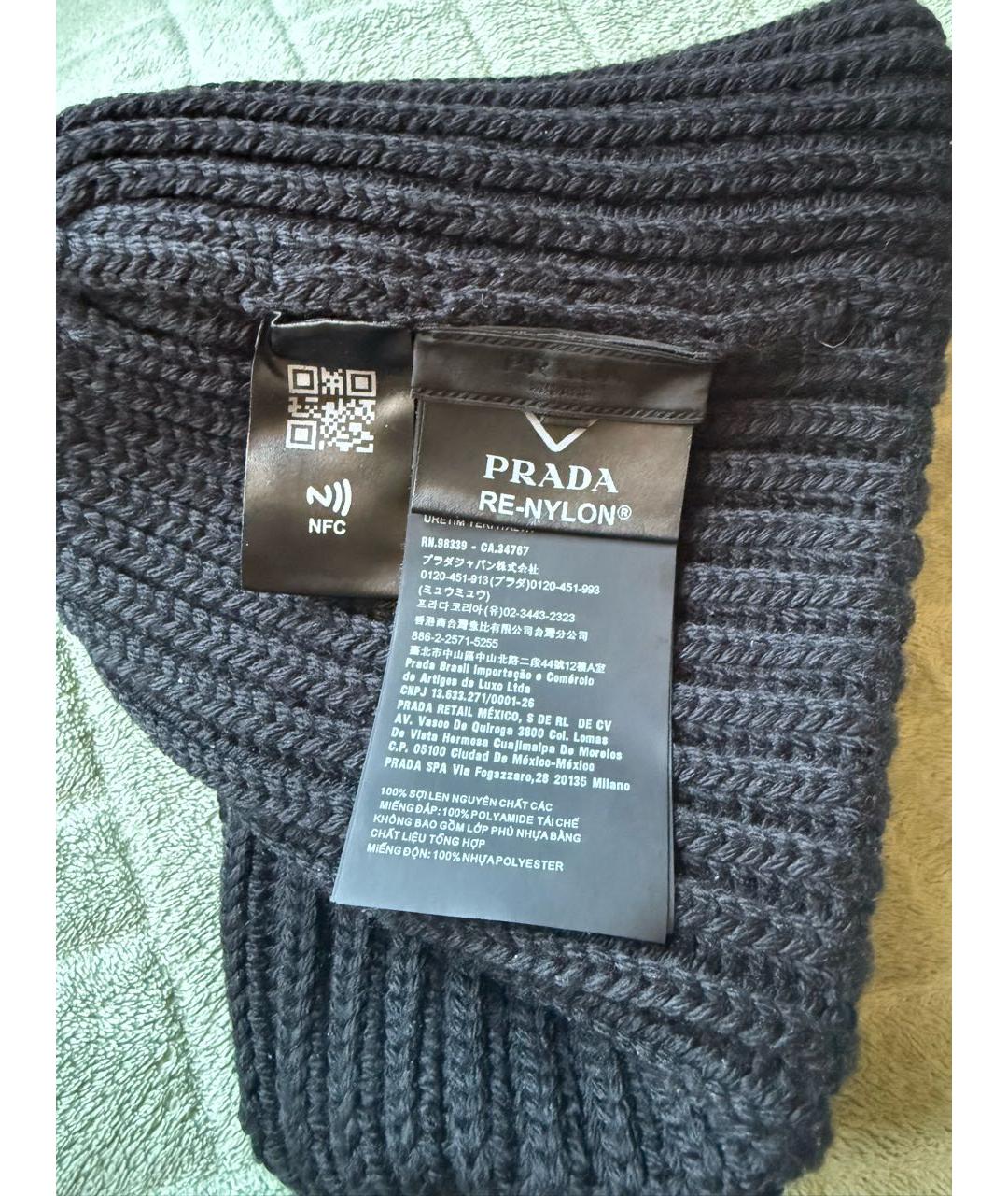 PRADA Черная шапка, фото 4