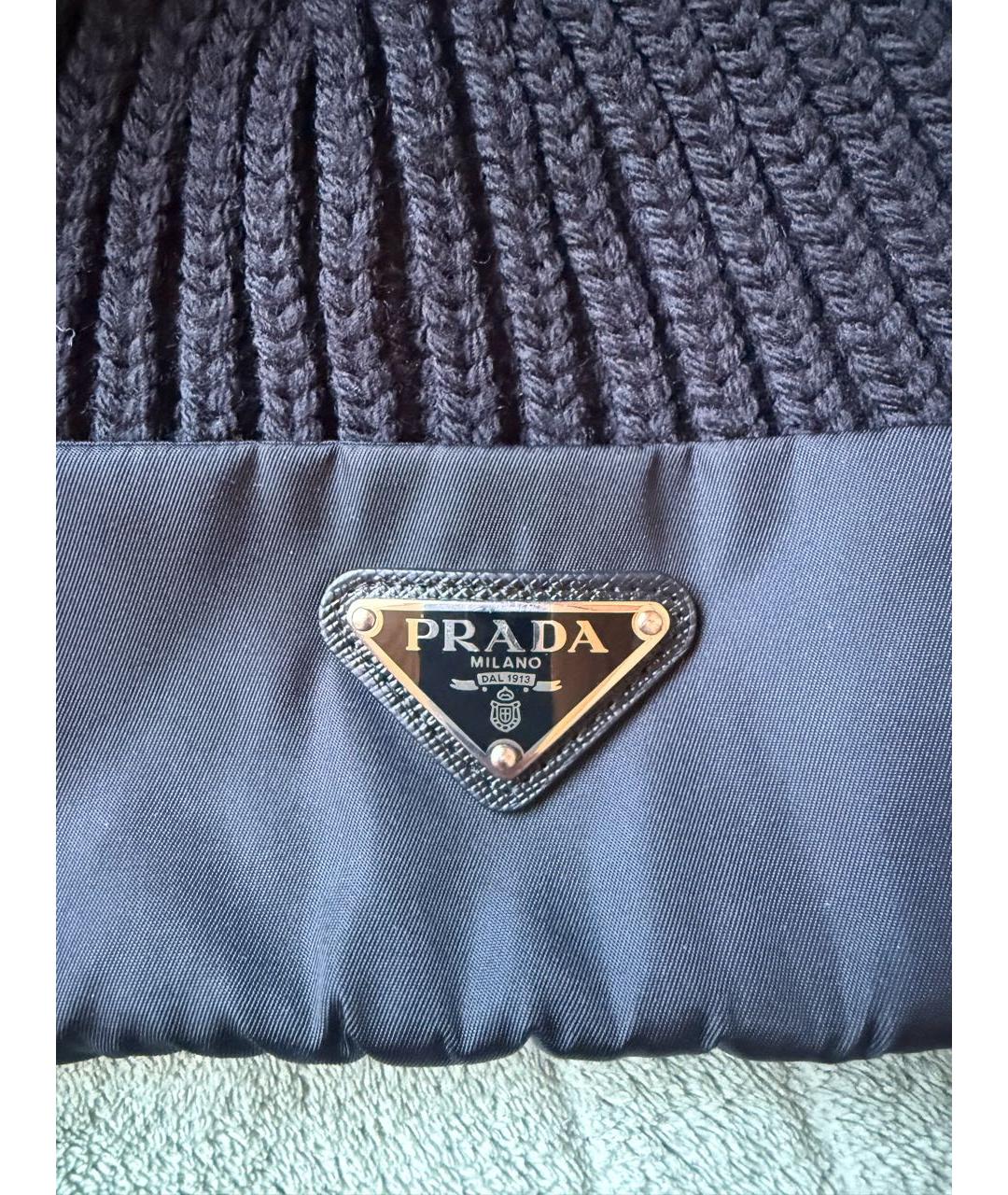 PRADA Черная шапка, фото 2