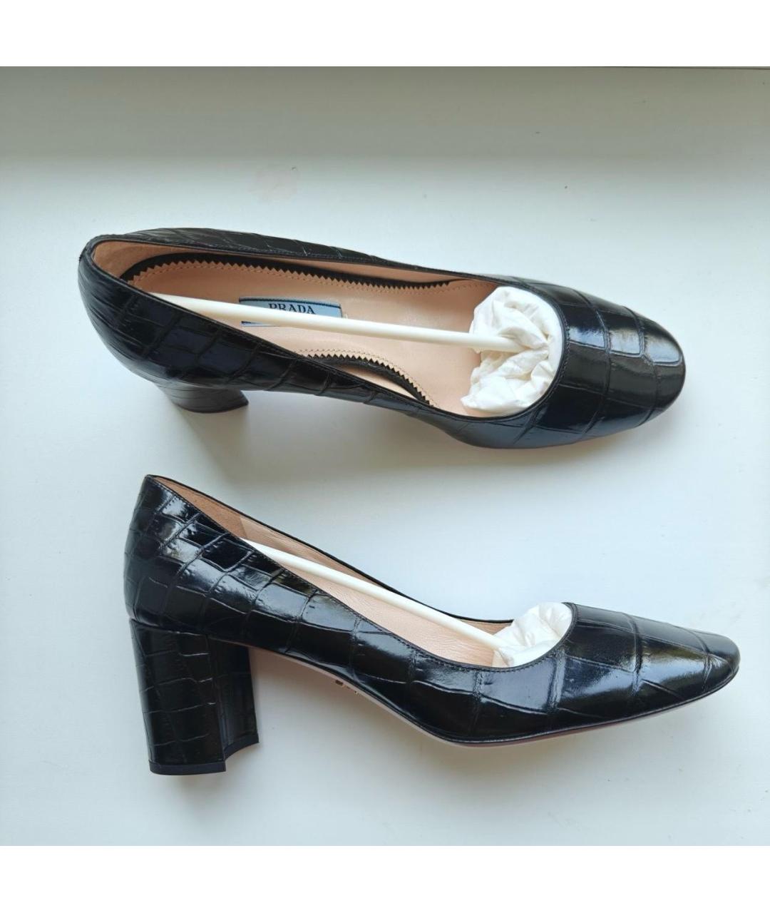 PRADA Черные туфли из кожи крокодила, фото 7