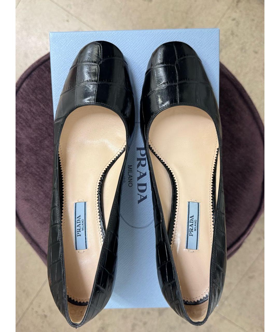 PRADA Черные туфли из кожи крокодила, фото 3