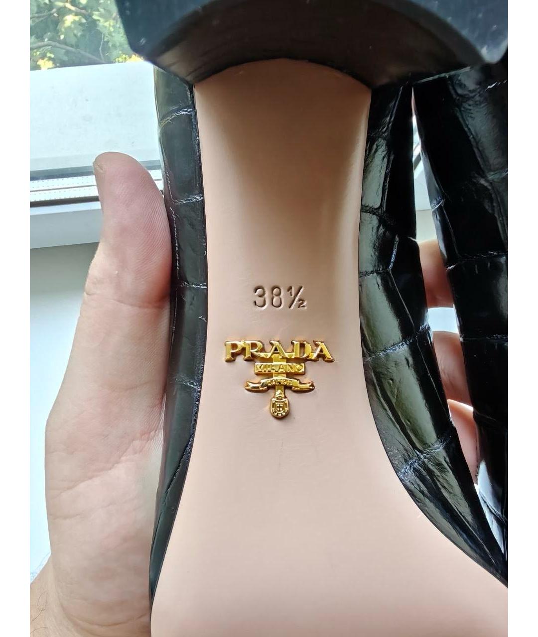 PRADA Черные туфли из кожи крокодила, фото 6