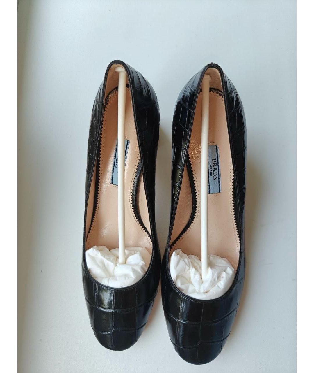 PRADA Черные туфли из кожи крокодила, фото 2