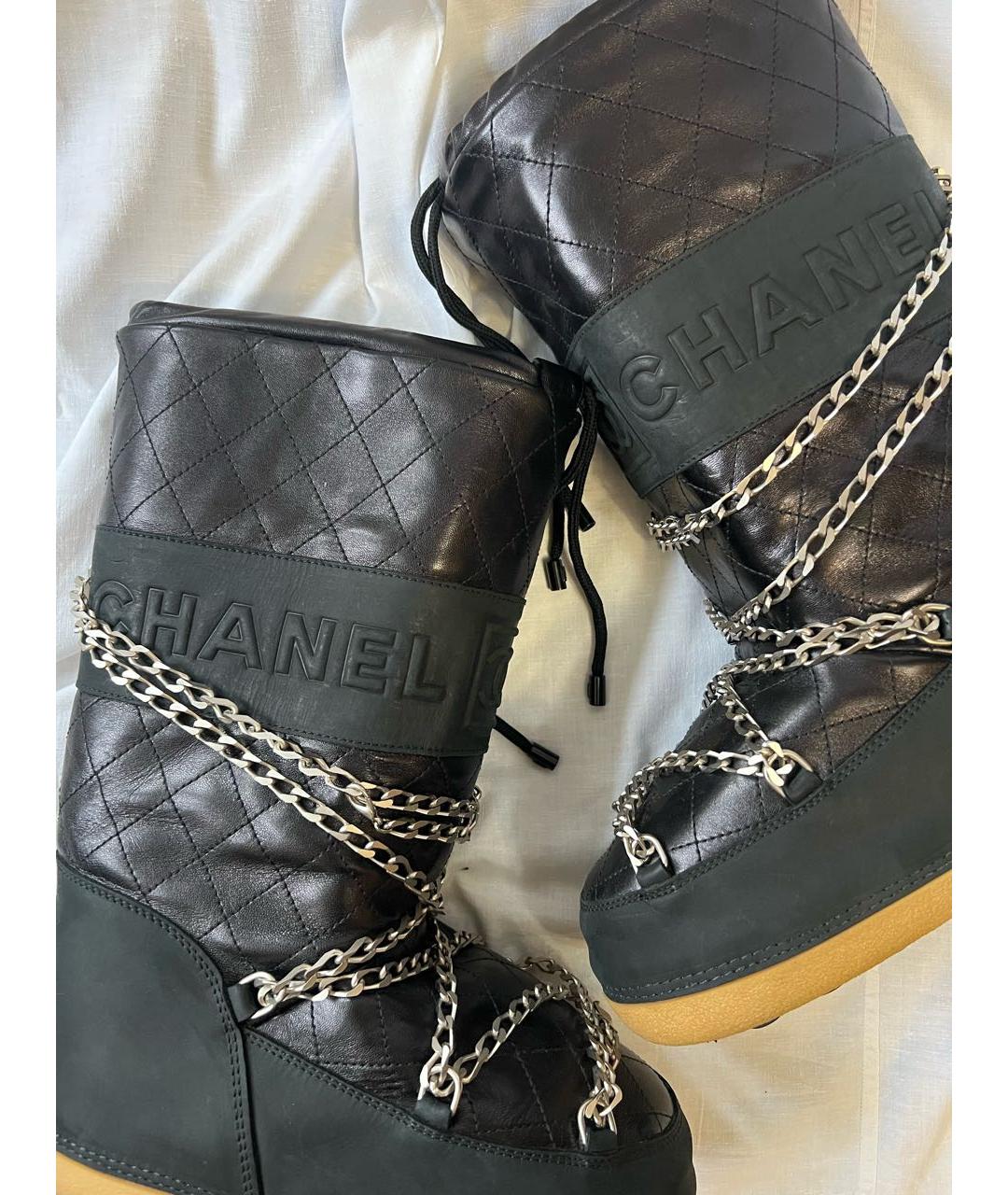 CHANEL Черные кожаные ботинки, фото 3