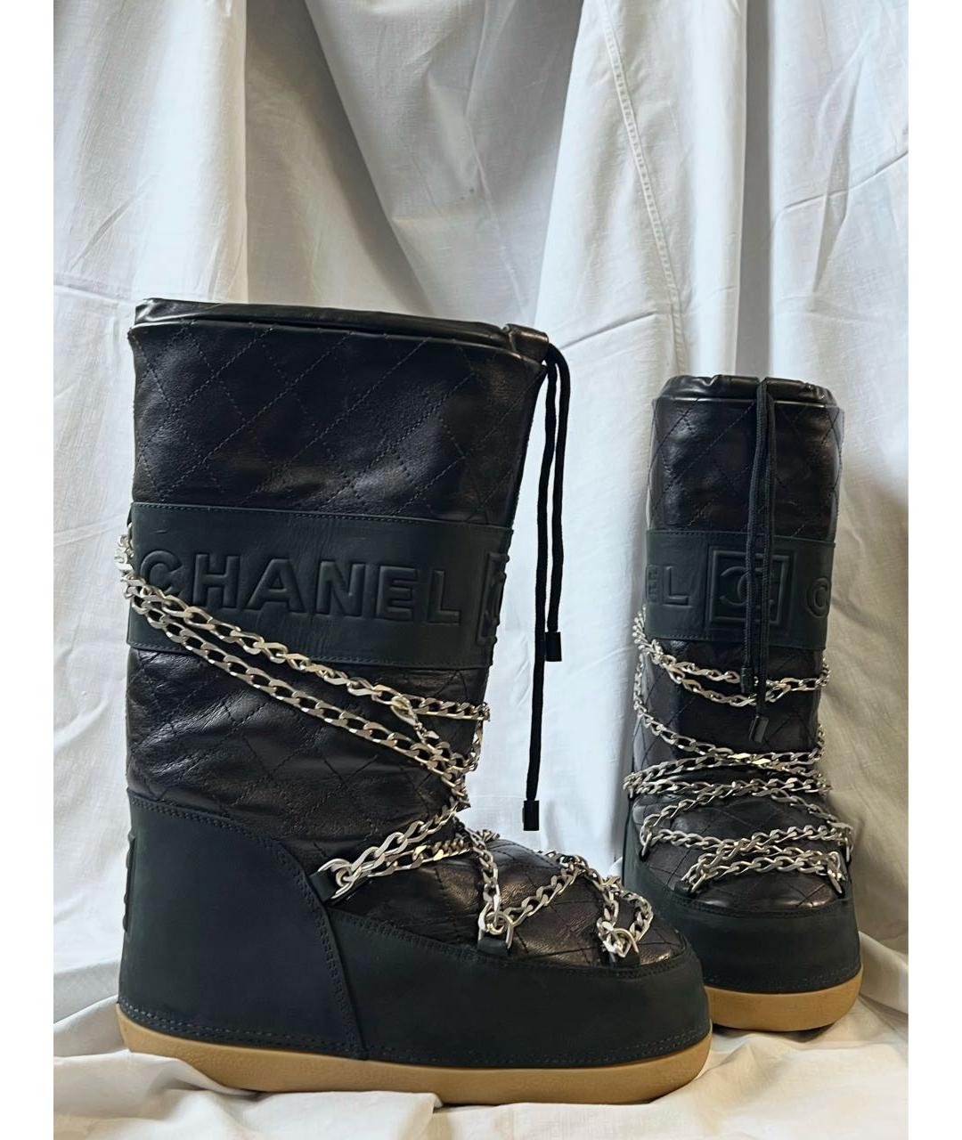 CHANEL Черные кожаные ботинки, фото 2