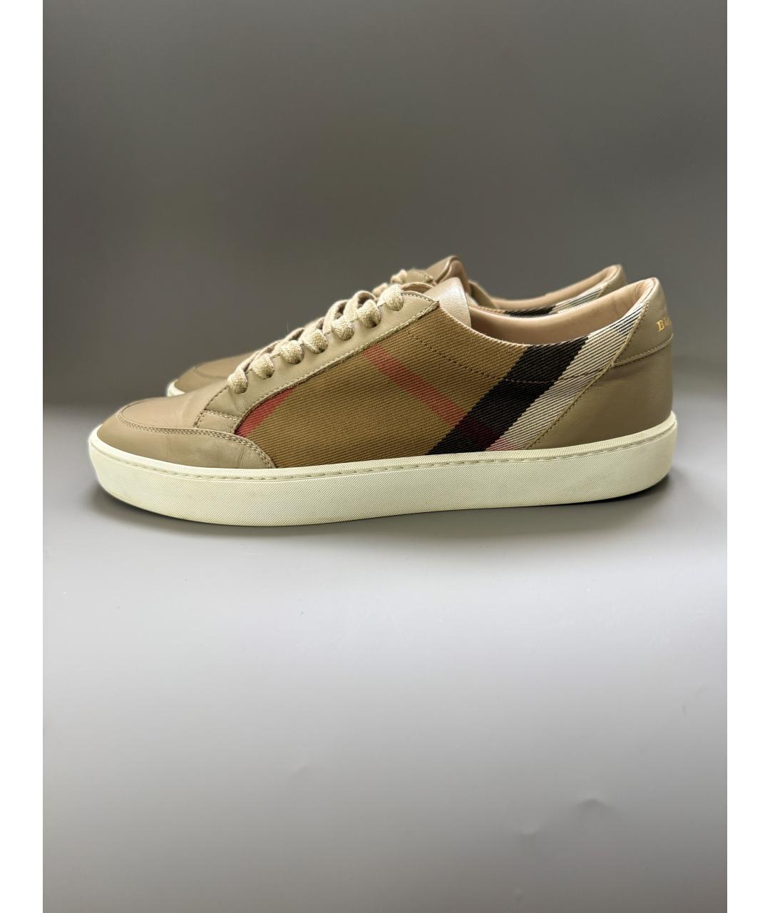 BURBERRY Бежевые кожаные кеды, фото 2