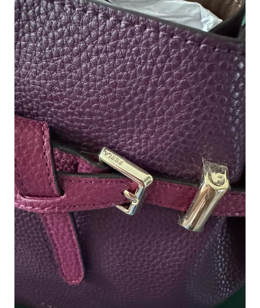 FURLA Фиолетовая кожаная сумка с короткими ручками, фото 7