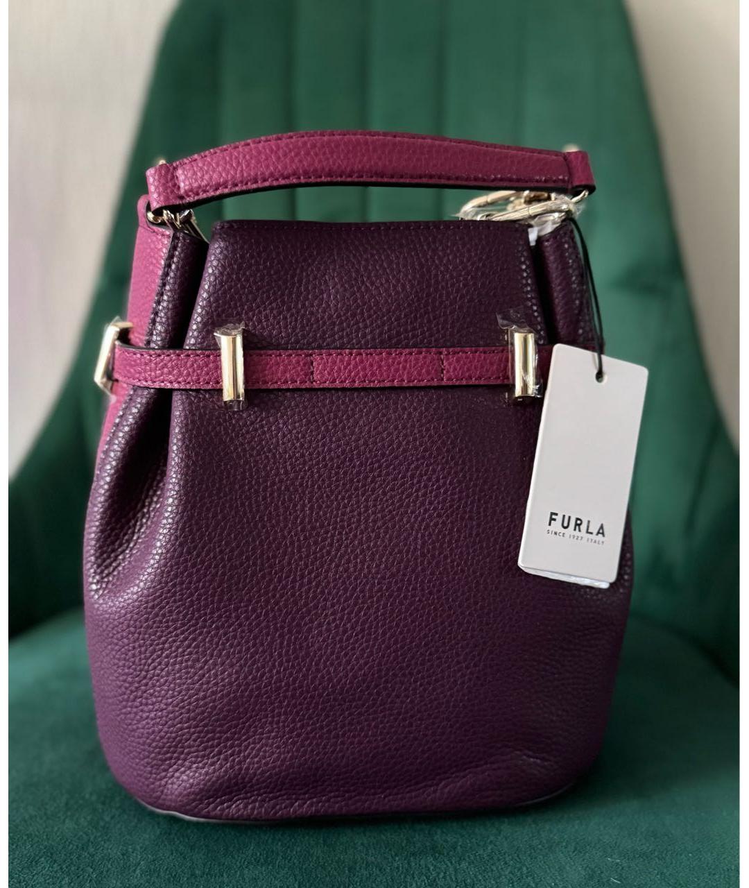 FURLA Фиолетовая кожаная сумка с короткими ручками, фото 5