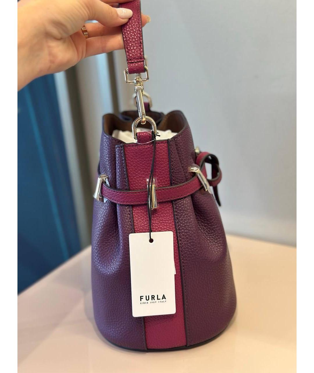 FURLA Фиолетовая кожаная сумка с короткими ручками, фото 2