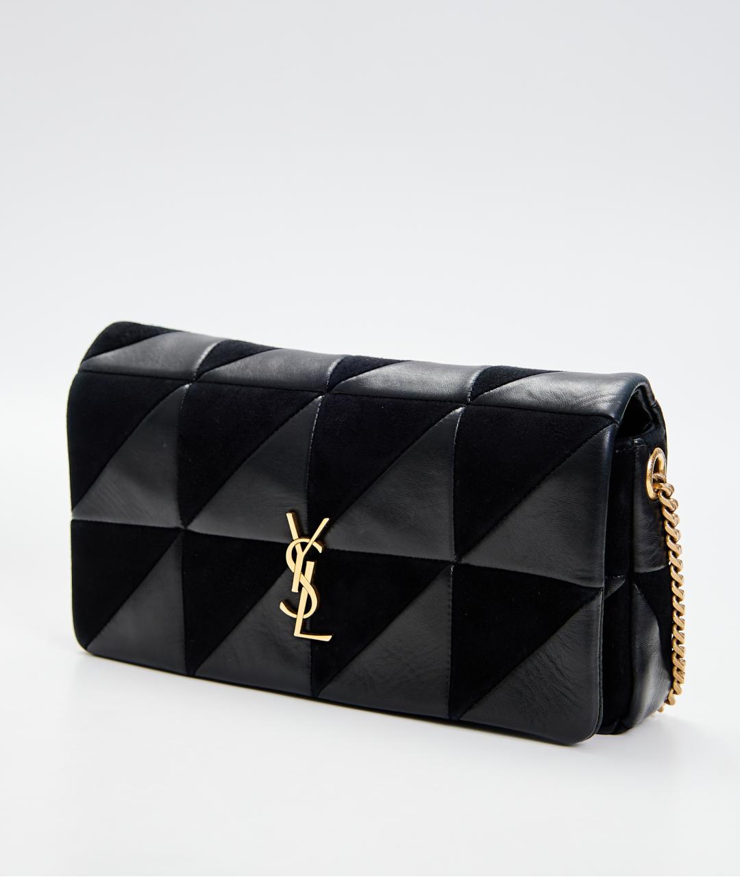 SAINT LAURENT Черная кожаная сумка через плечо, фото 2