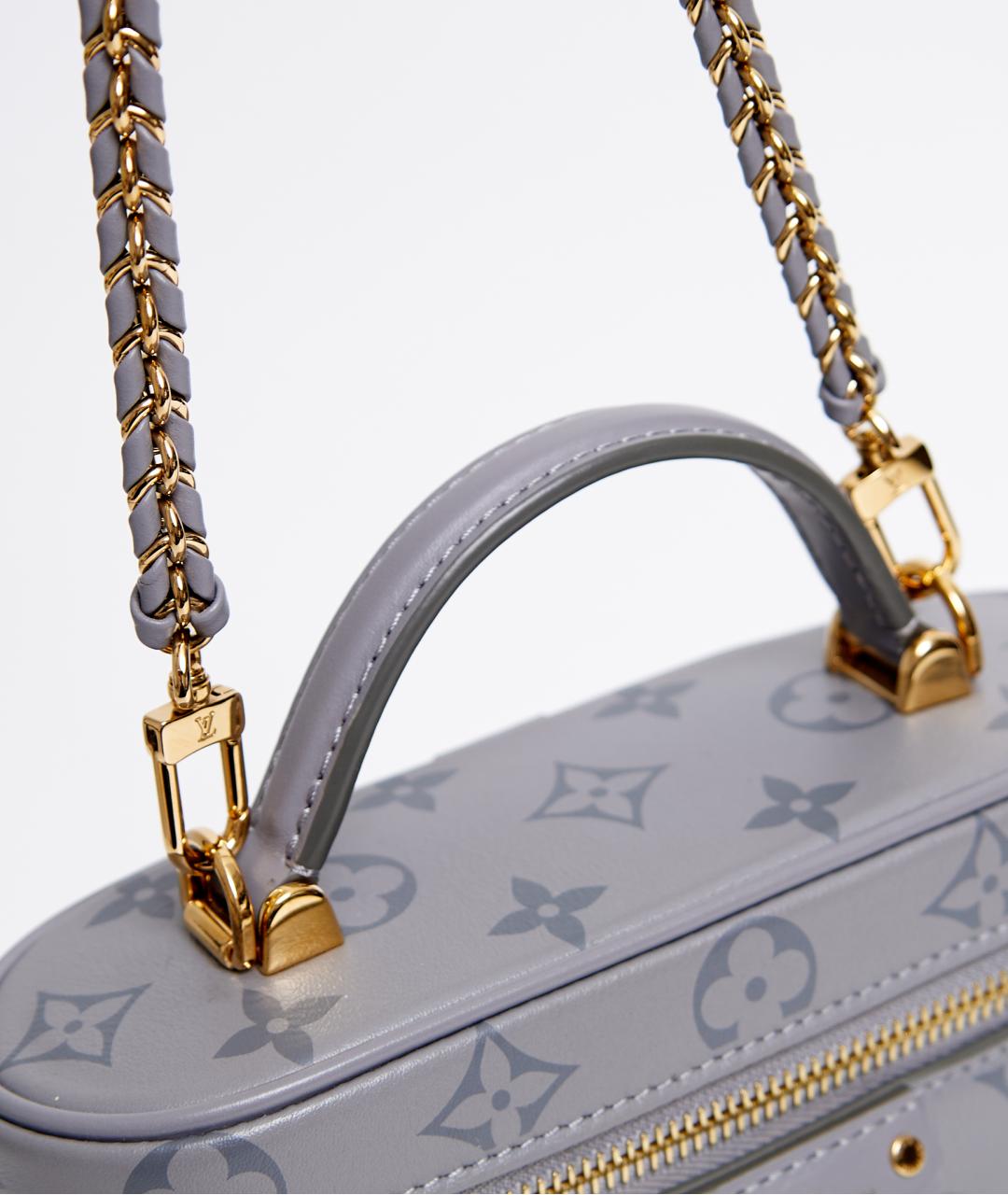 LOUIS VUITTON Серая кожаная сумка через плечо, фото 5