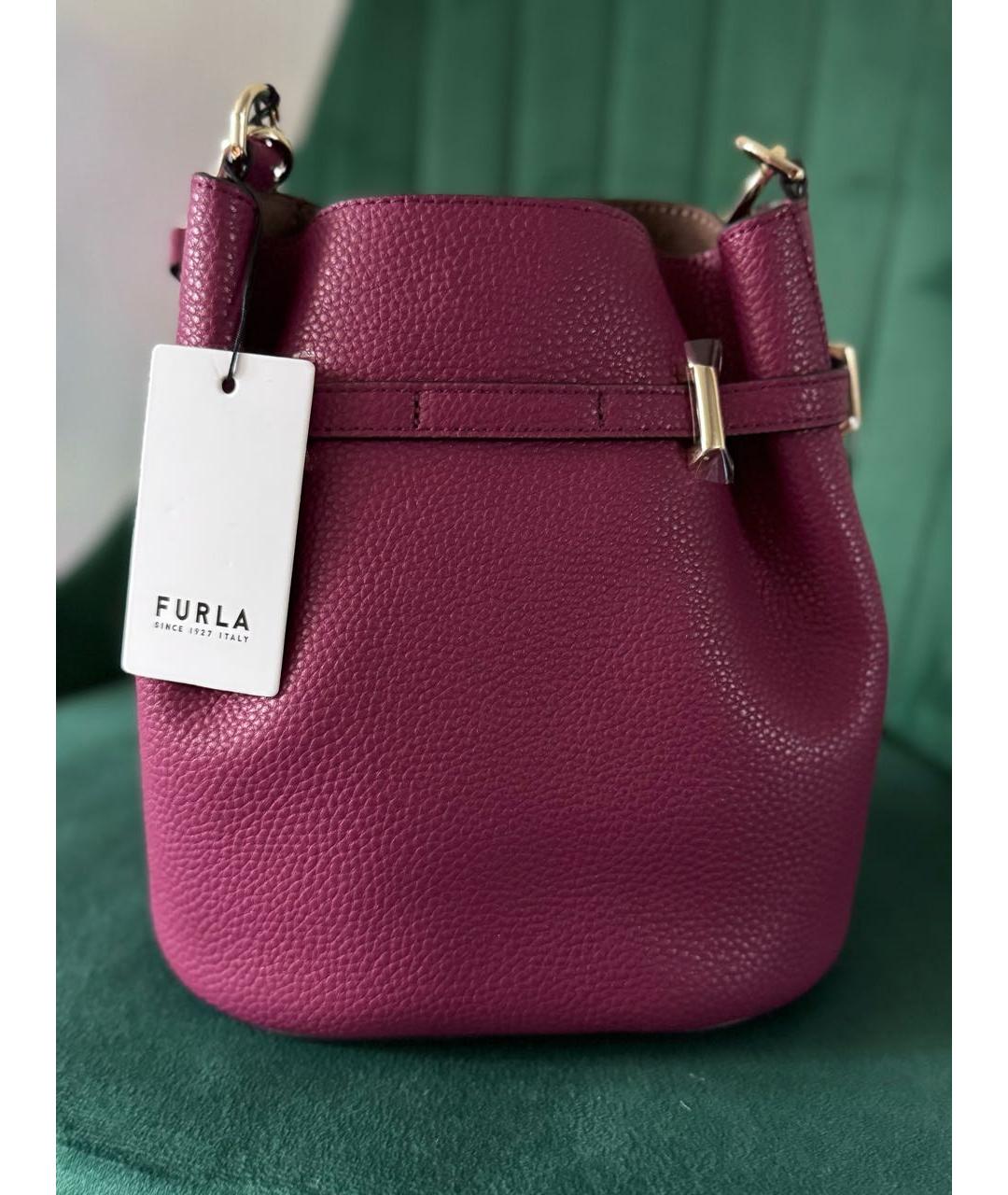 FURLA Фуксия кожаная сумка с короткими ручками, фото 5