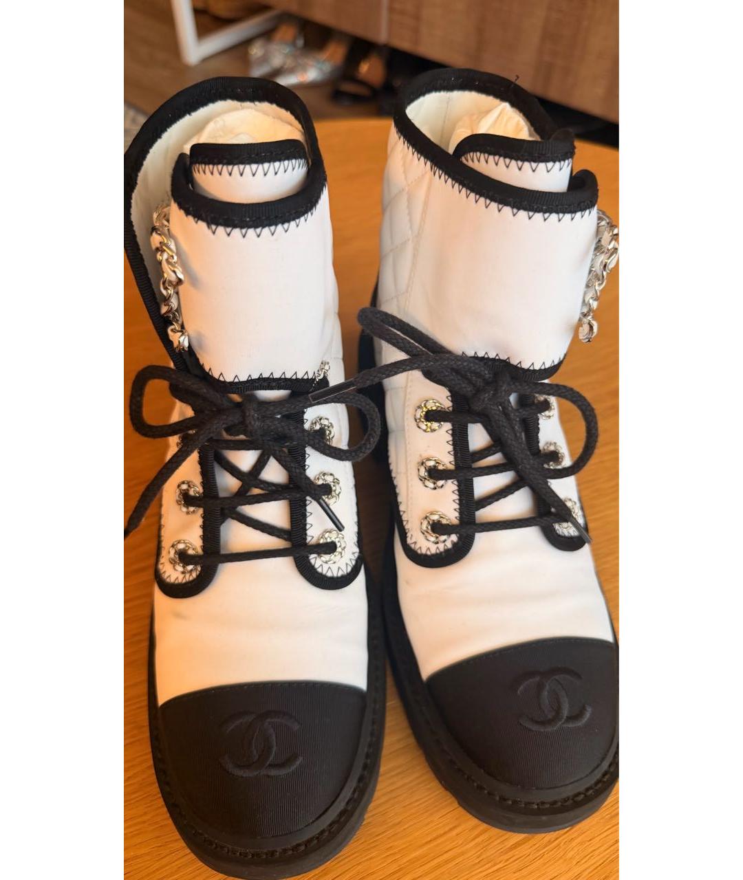 CHANEL Белые текстильные ботинки, фото 7