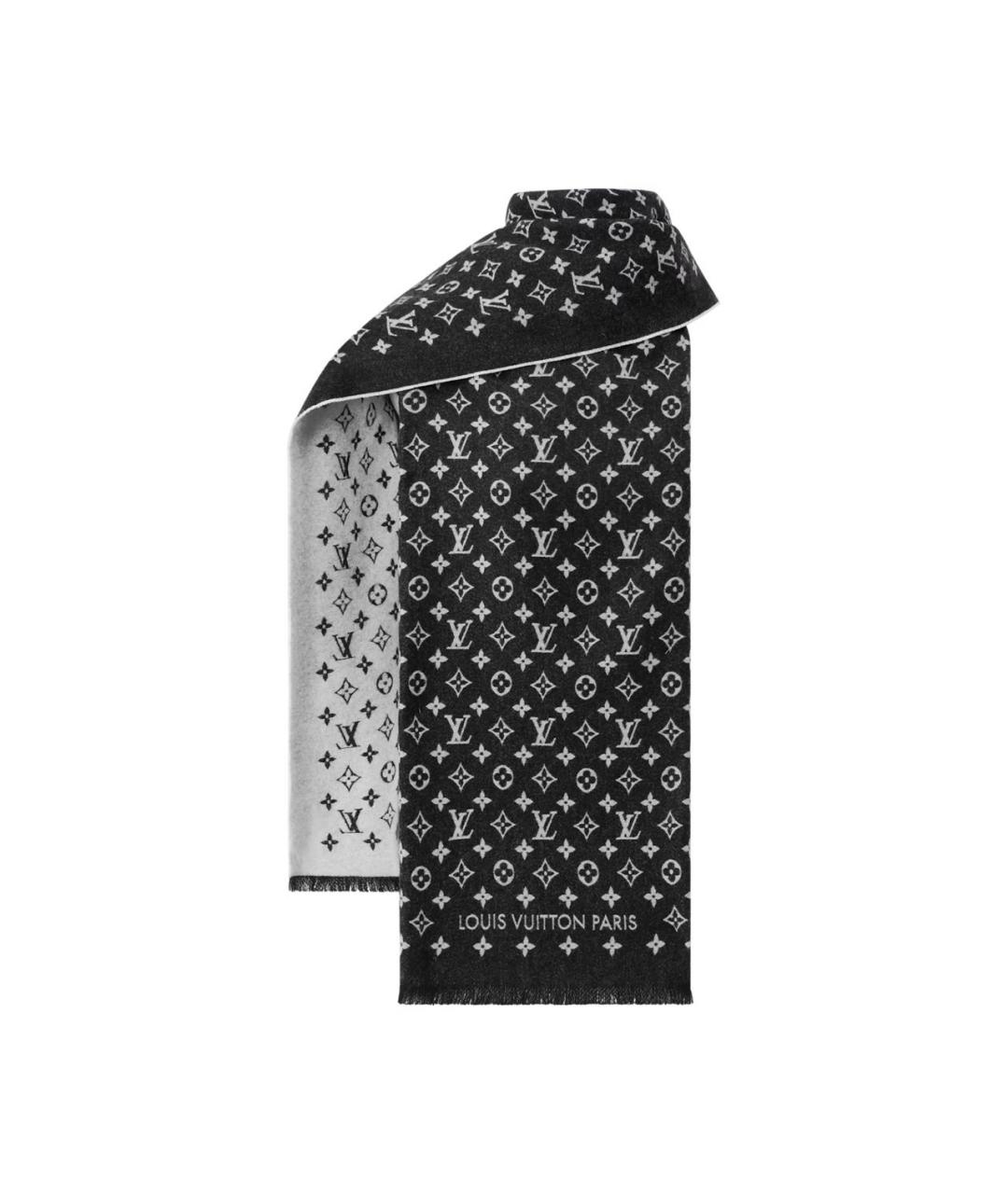 LOUIS VUITTON Черный шерстяной шарф, фото 2