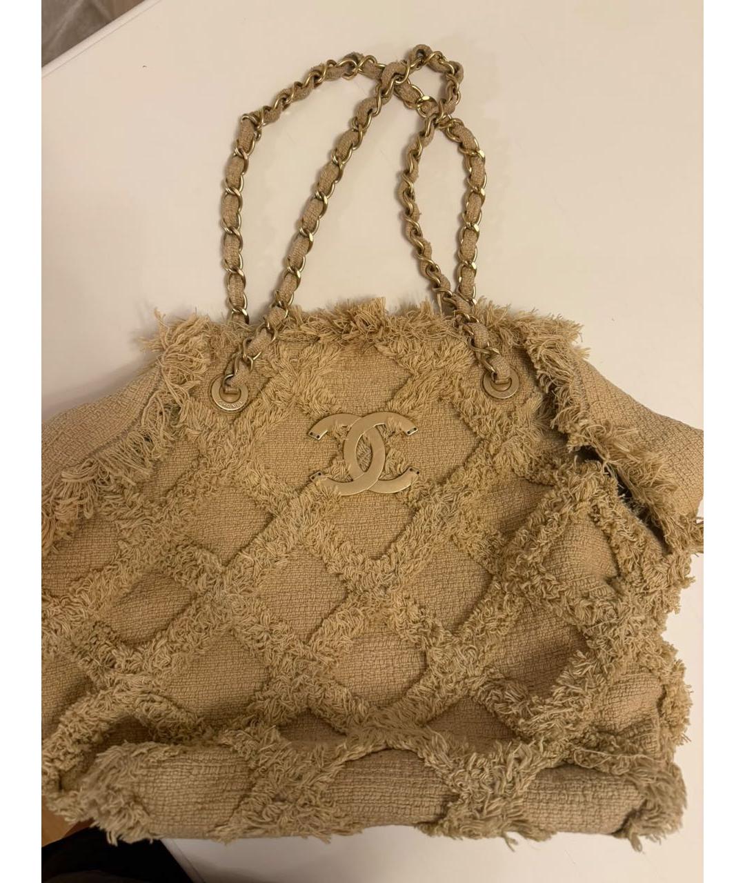 CHANEL Бежевая твидовая сумка тоут, фото 2