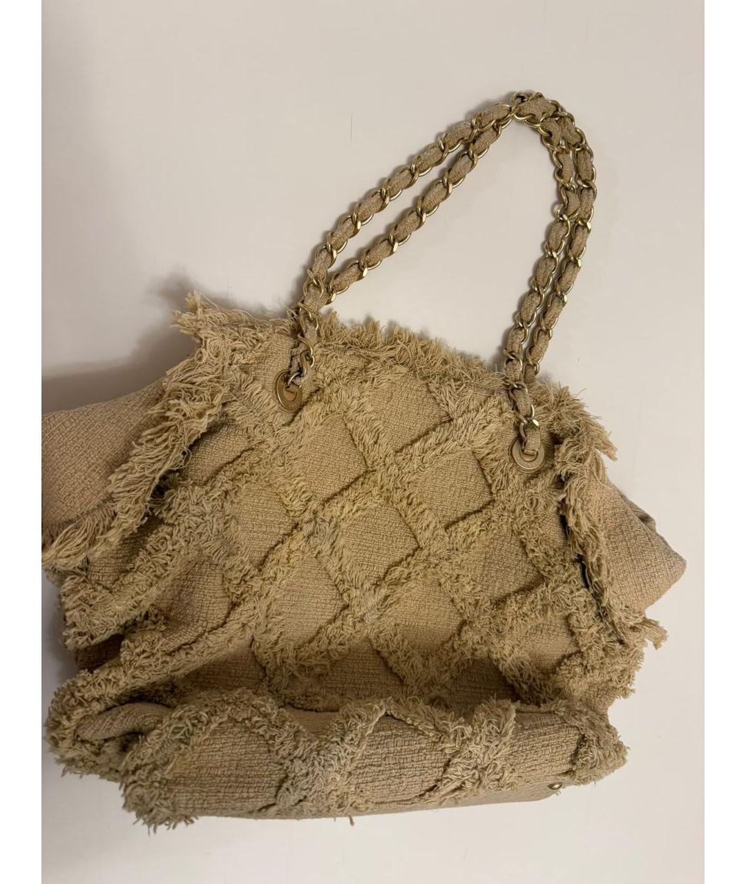CHANEL Бежевая твидовая сумка тоут, фото 5