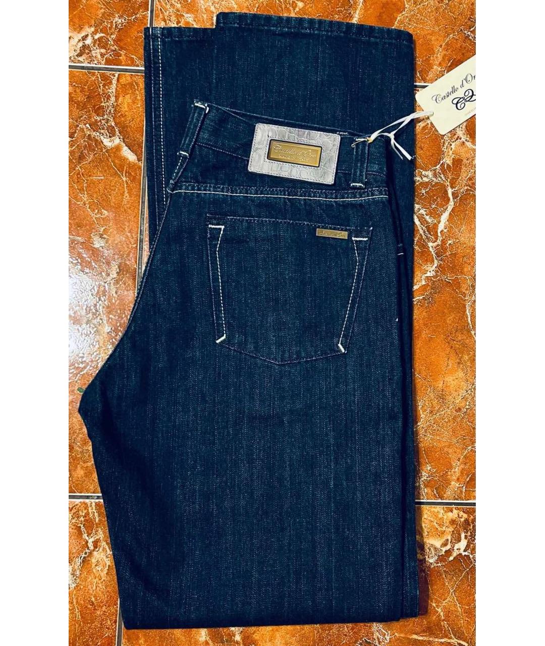 CASTELLO D'ORO Темно-синие хлопковые прямые джинсы, фото 2