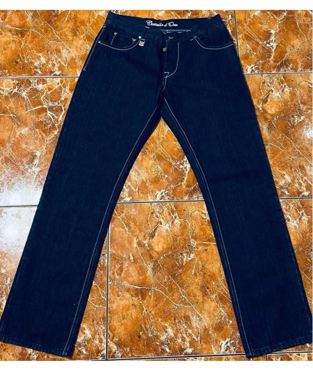 CASTELLO D'ORO Темно-синие хлопковые прямые джинсы, фото 8