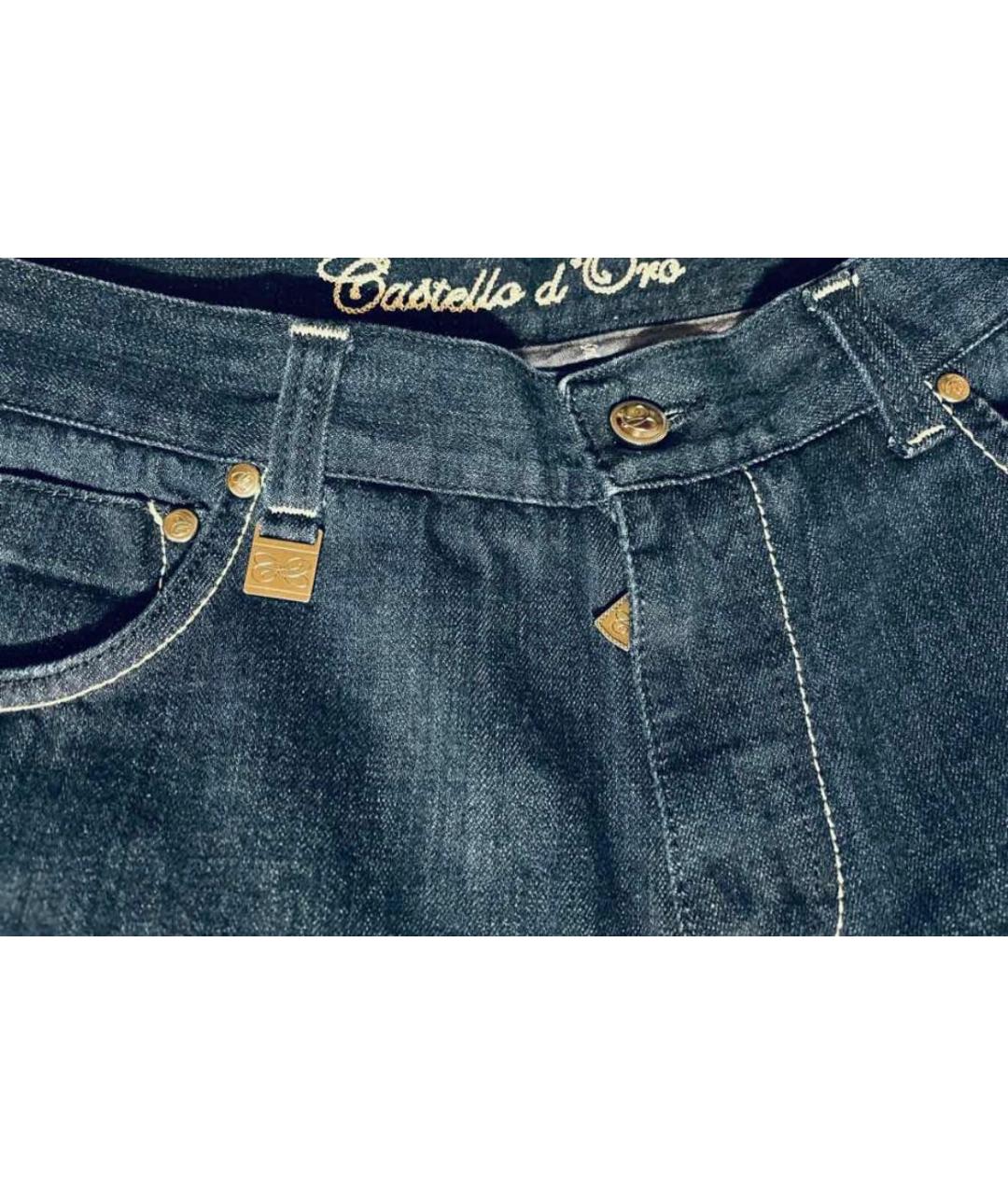 CASTELLO D'ORO Темно-синие хлопковые прямые джинсы, фото 4