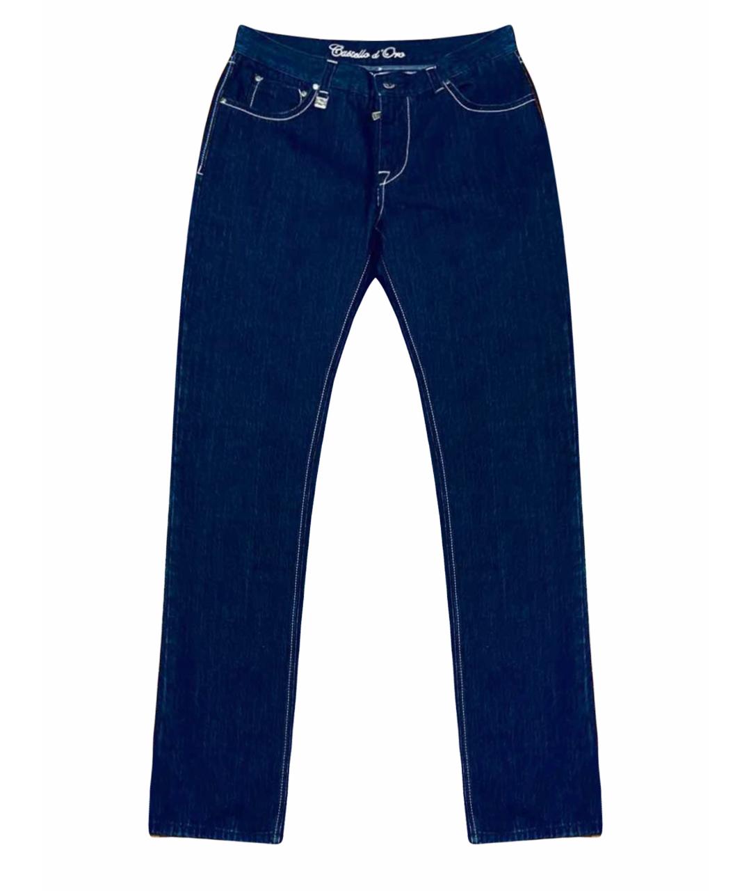 CASTELLO D'ORO Темно-синие хлопковые прямые джинсы, фото 1
