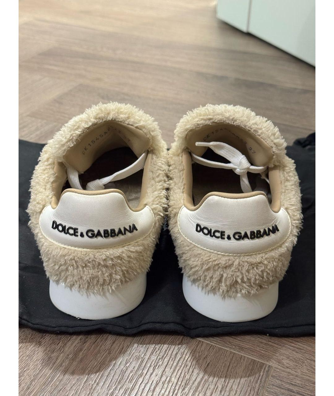 DOLCE&GABBANA Бежевые кеды, фото 3