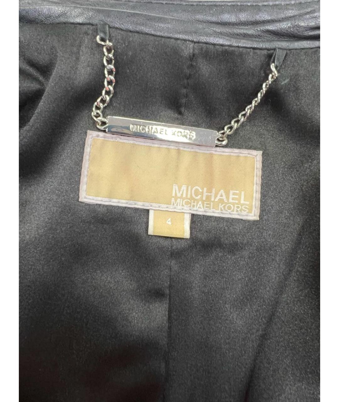 MICHAEL KORS Черная кожаная куртка, фото 4