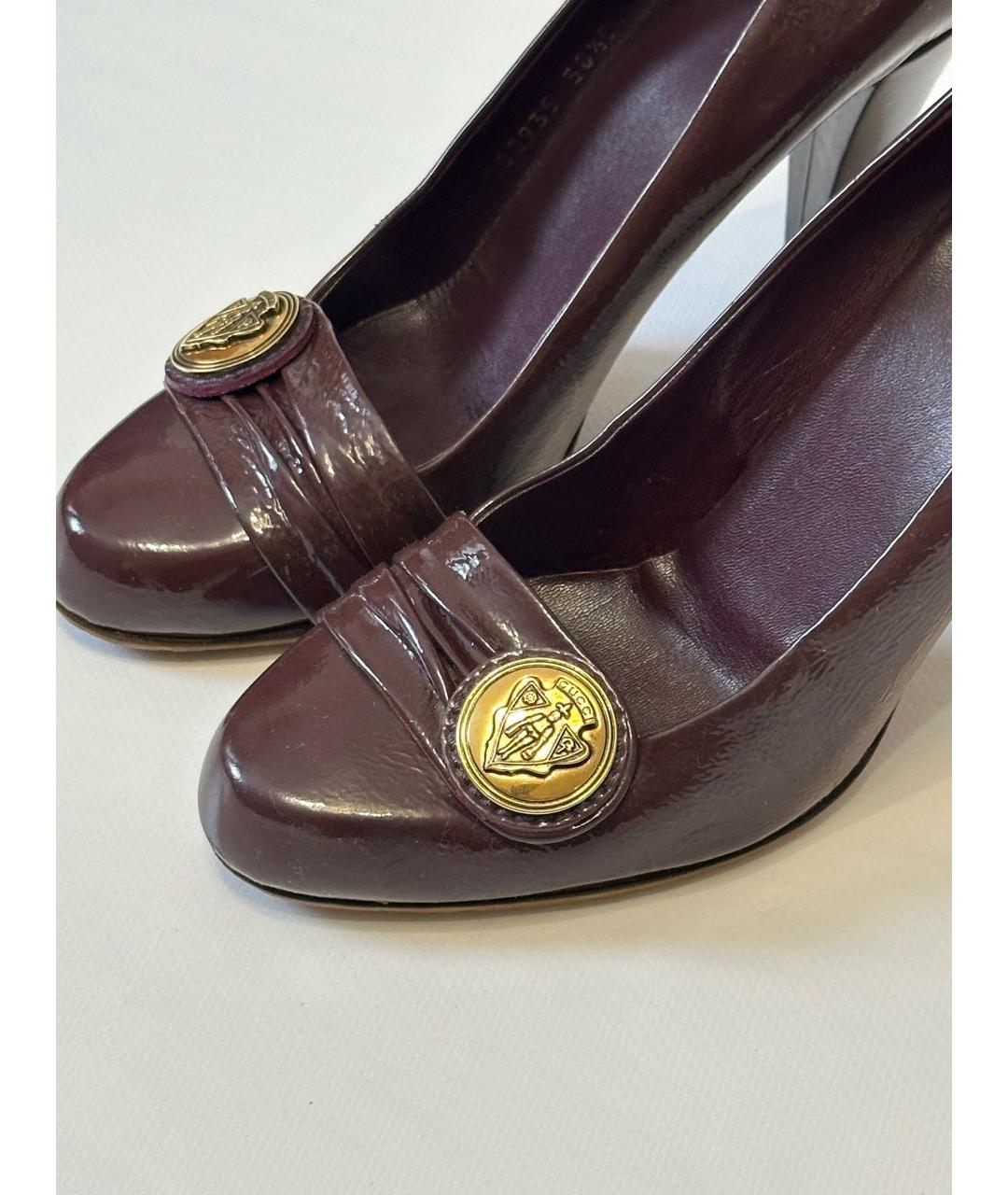 GUCCI Фиолетовые кожаные туфли, фото 2