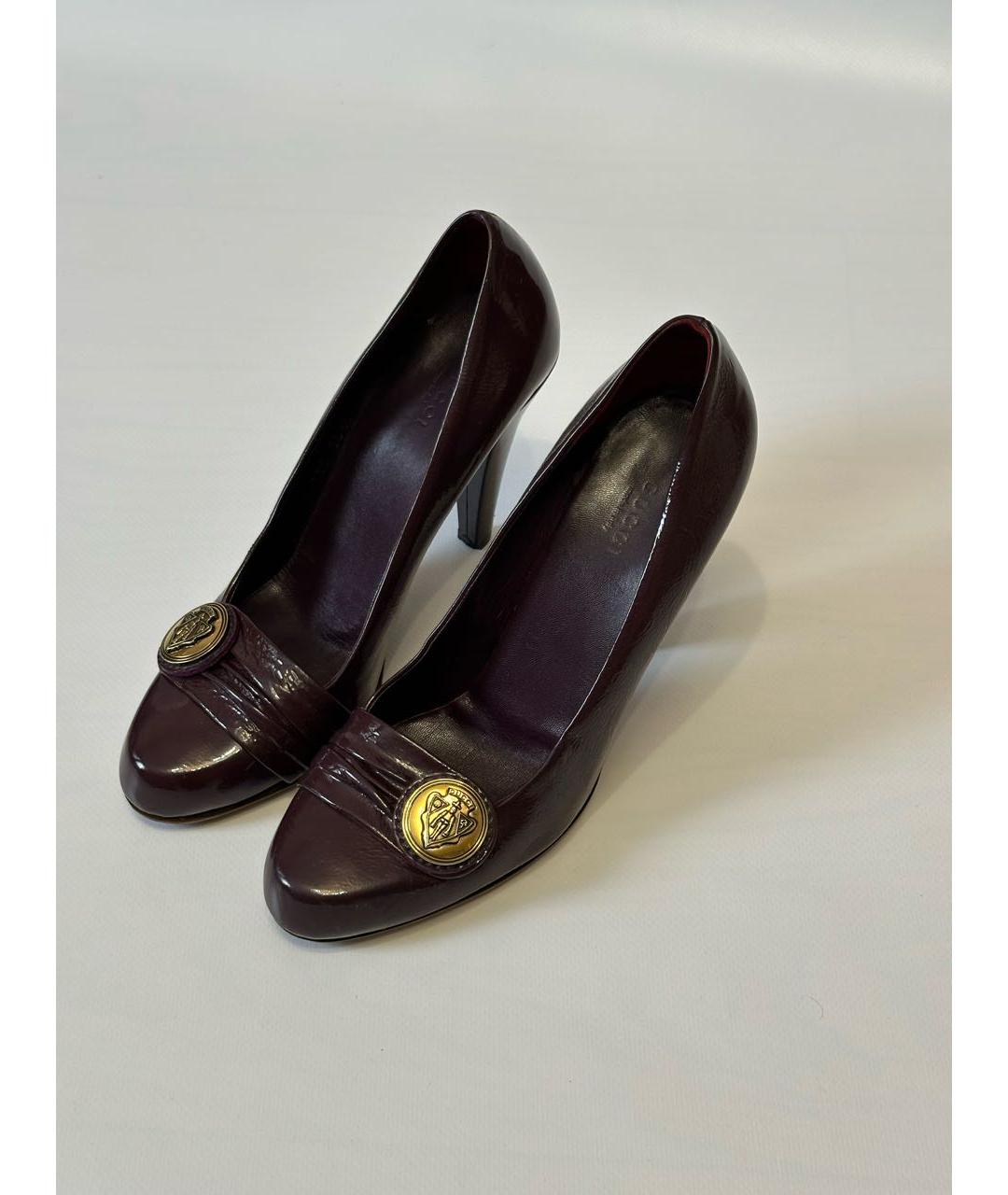 GUCCI Фиолетовые кожаные туфли, фото 6