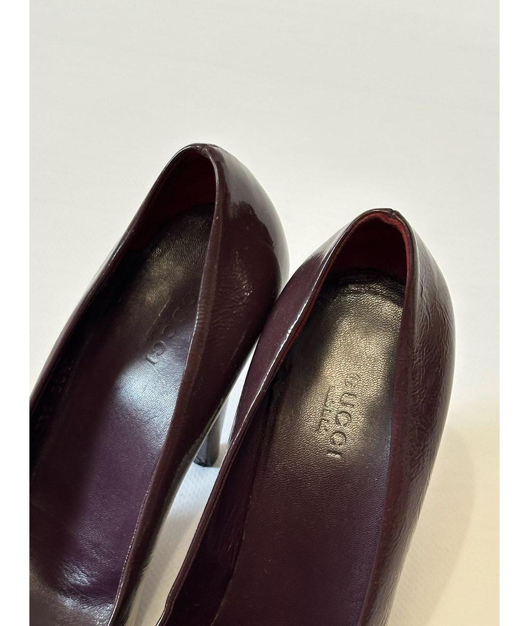 GUCCI Фиолетовые кожаные туфли, фото 3