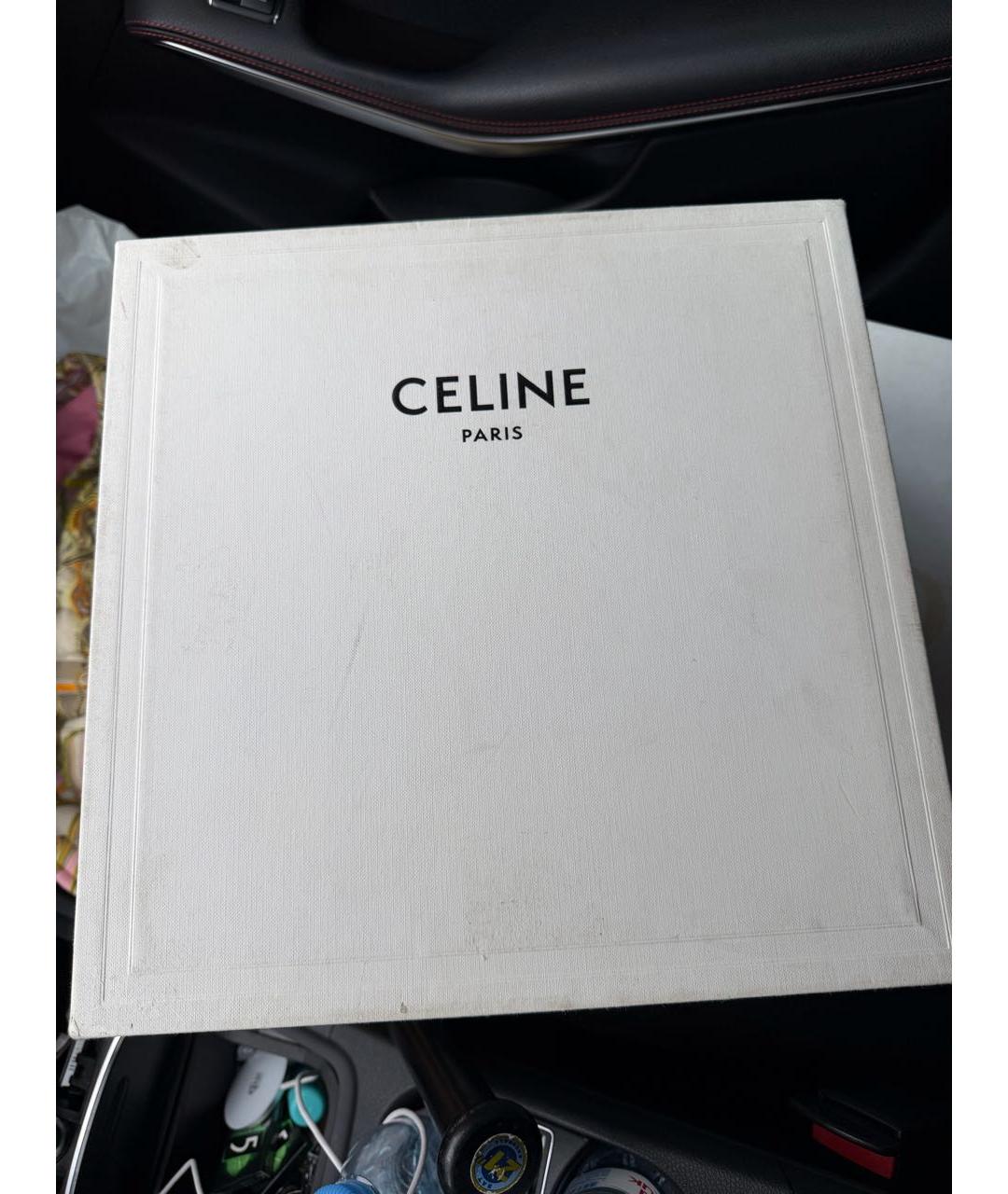 CELINE Бордовые кожаные босоножки, фото 5