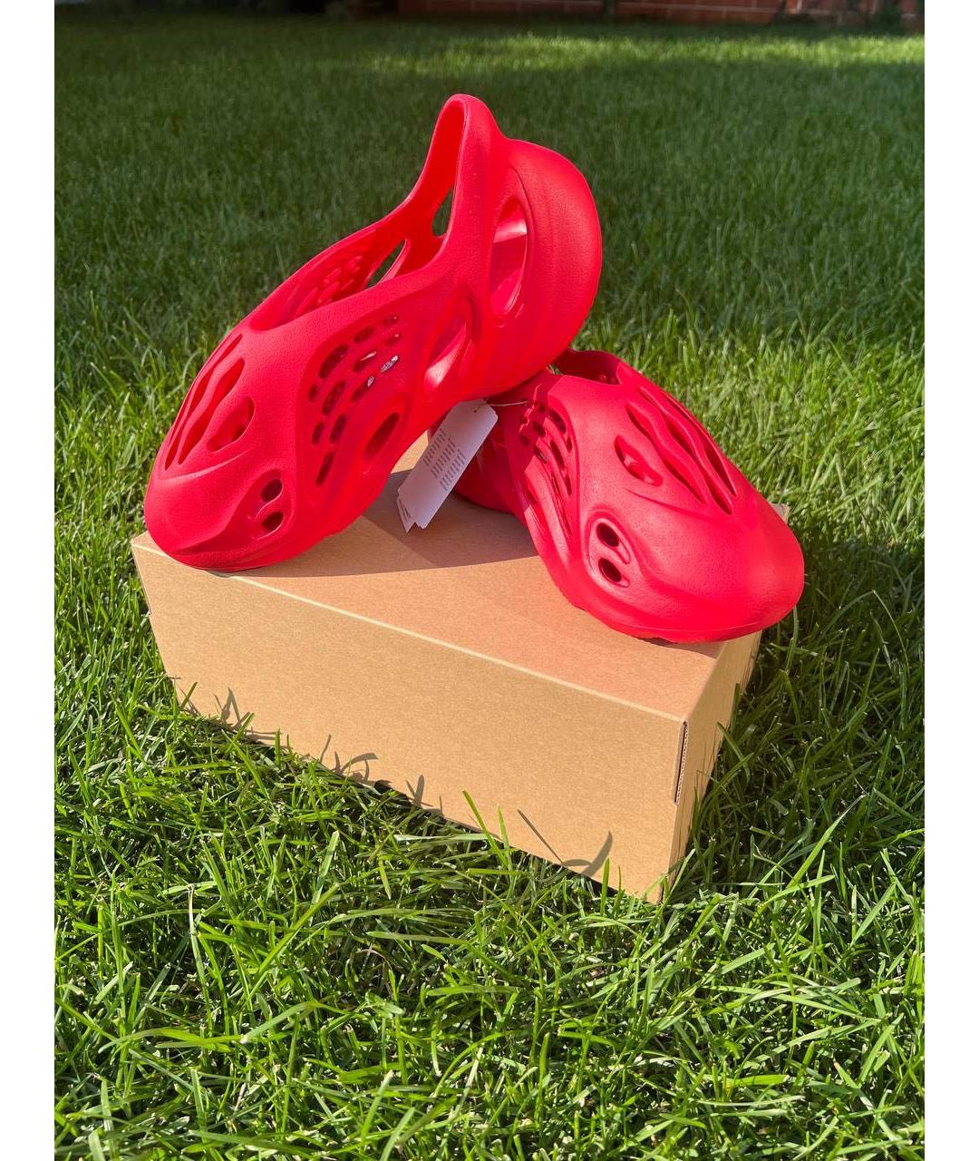 ADIDAS YEEZY Красные резиновые кроссовки, фото 4