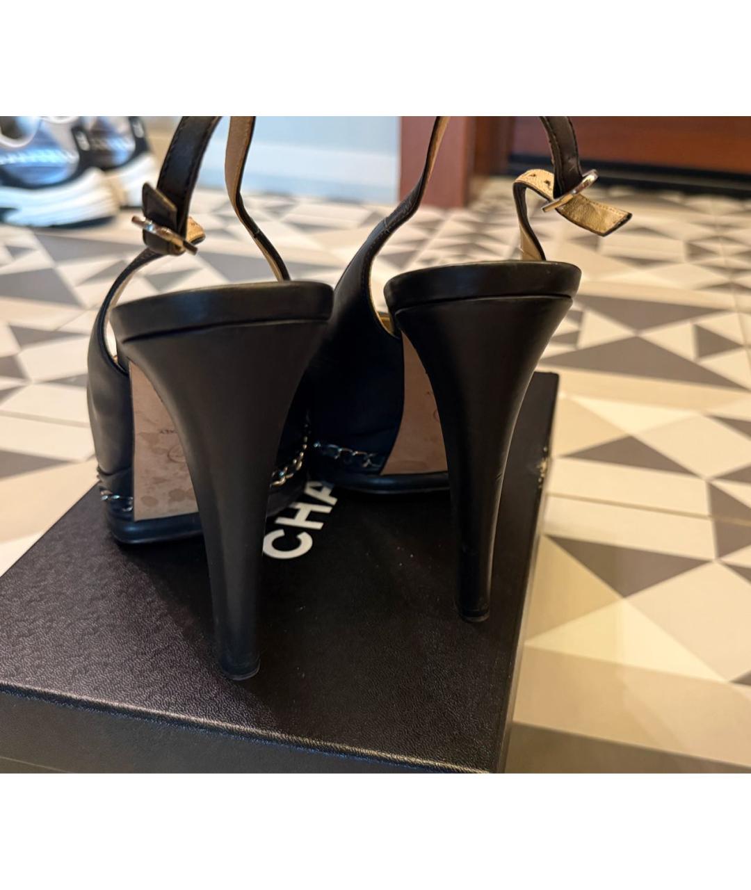 CHANEL Черные кожаные туфли, фото 4