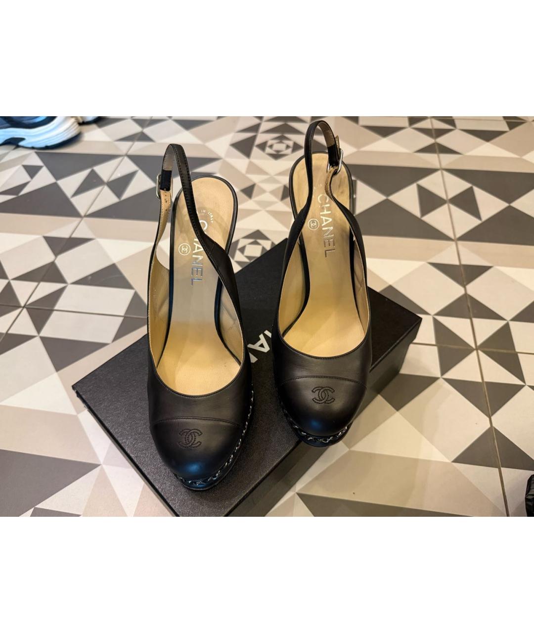CHANEL Черные кожаные туфли, фото 2