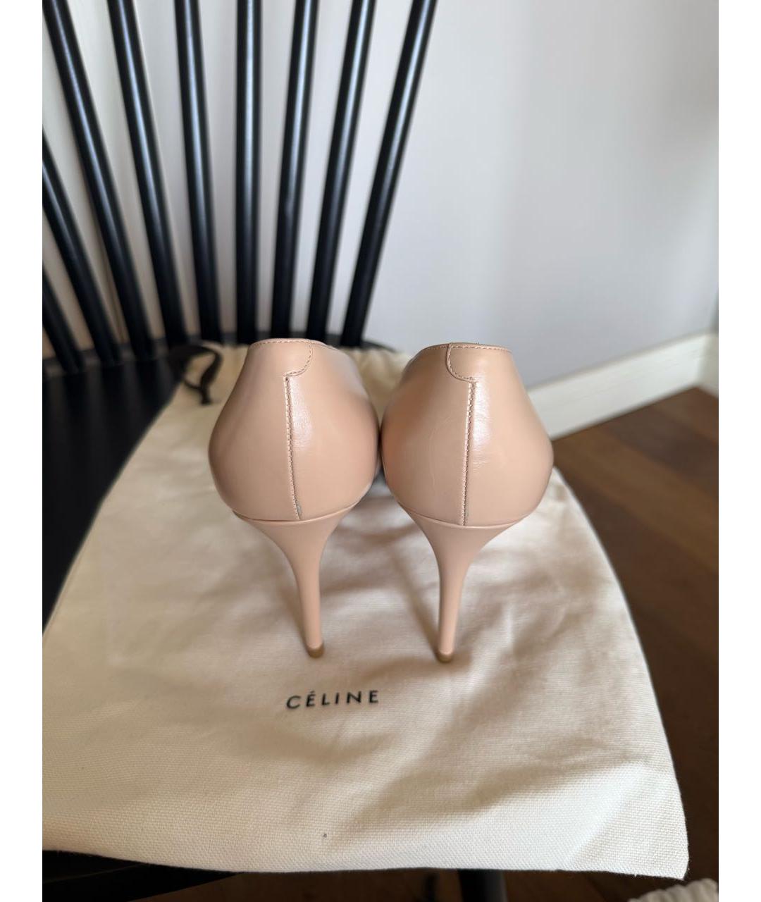 CELINE Бежевые кожаные туфли, фото 4