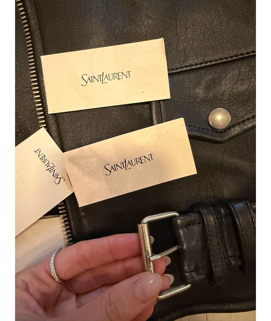SAINT LAURENT Черная кожаная куртка, фото 4