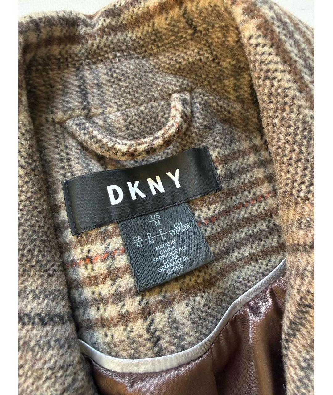 DKNY Коричневое шерстяное пальто, фото 2