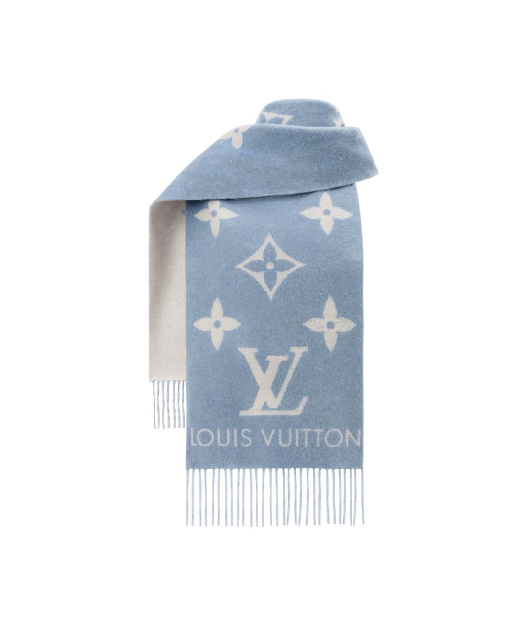 LOUIS VUITTON Синий кашемировый шарф, фото 2