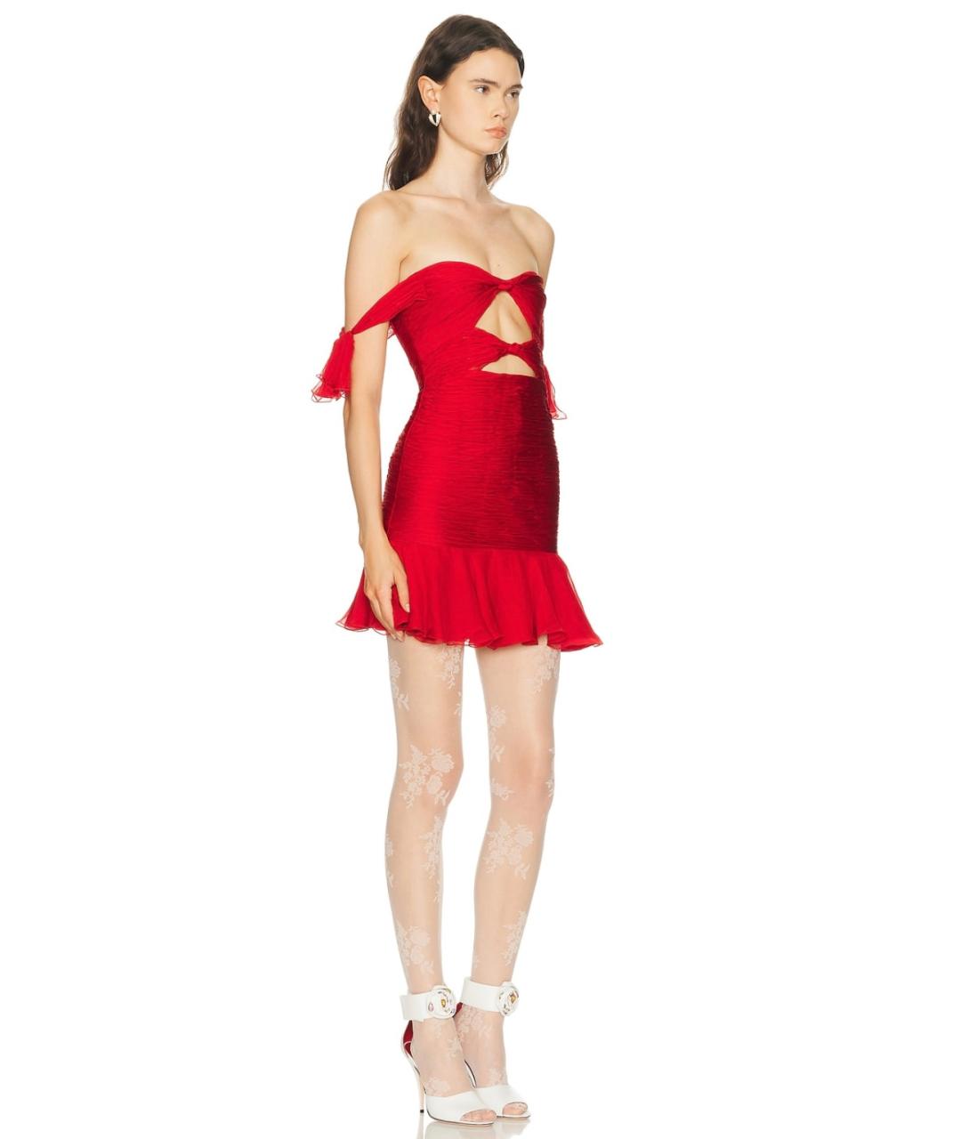 VALENTINO Красное шелковое коктейльное платье, фото 4