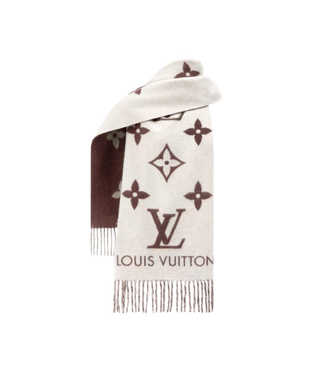 LOUIS VUITTON Бежевый кашемировый шарф, фото 2