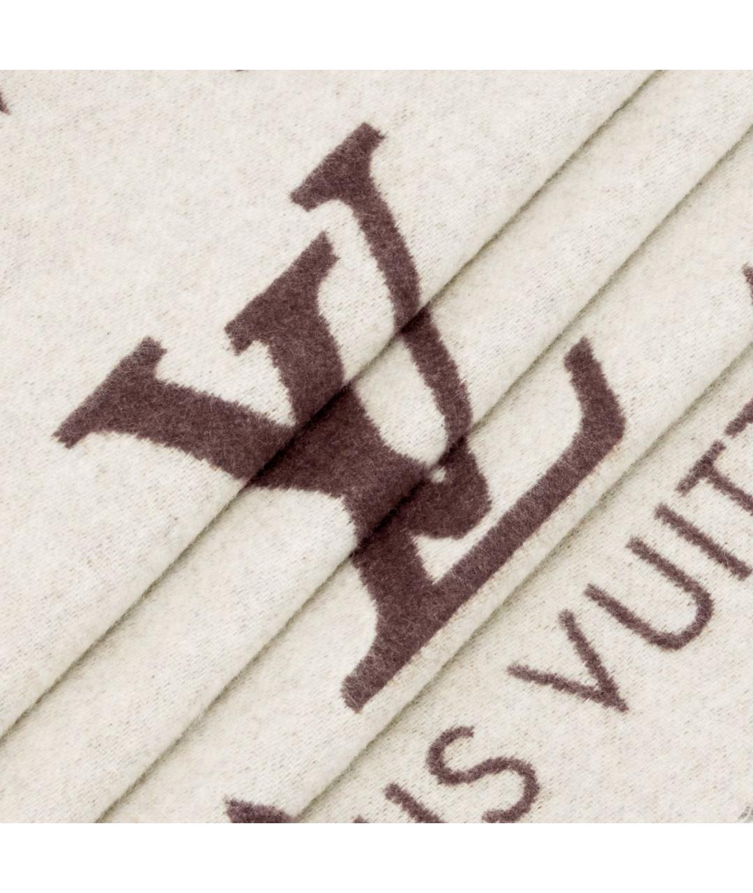 LOUIS VUITTON Бежевый кашемировый шарф, фото 3