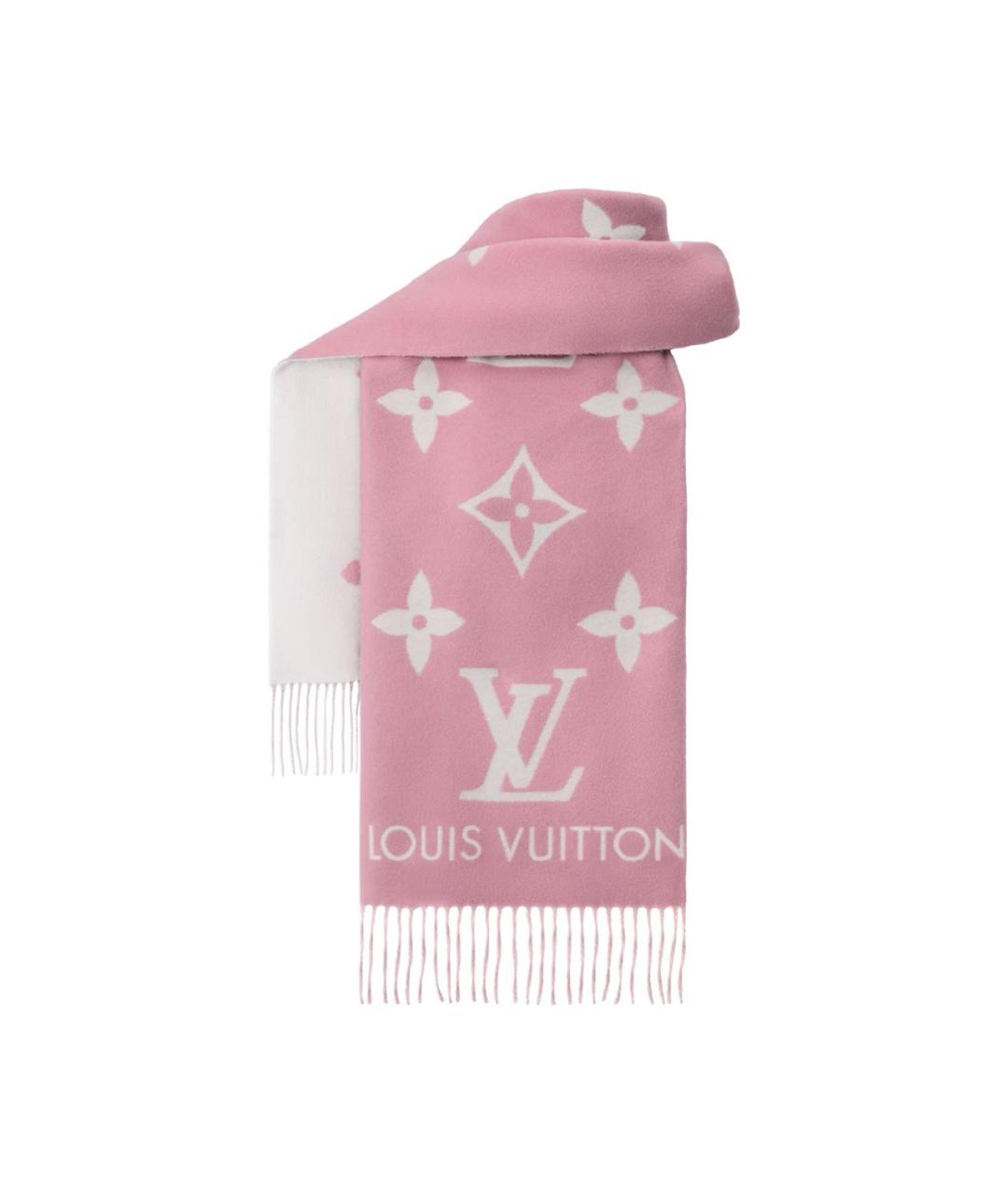 LOUIS VUITTON Розовый кашемировый шарф, фото 2