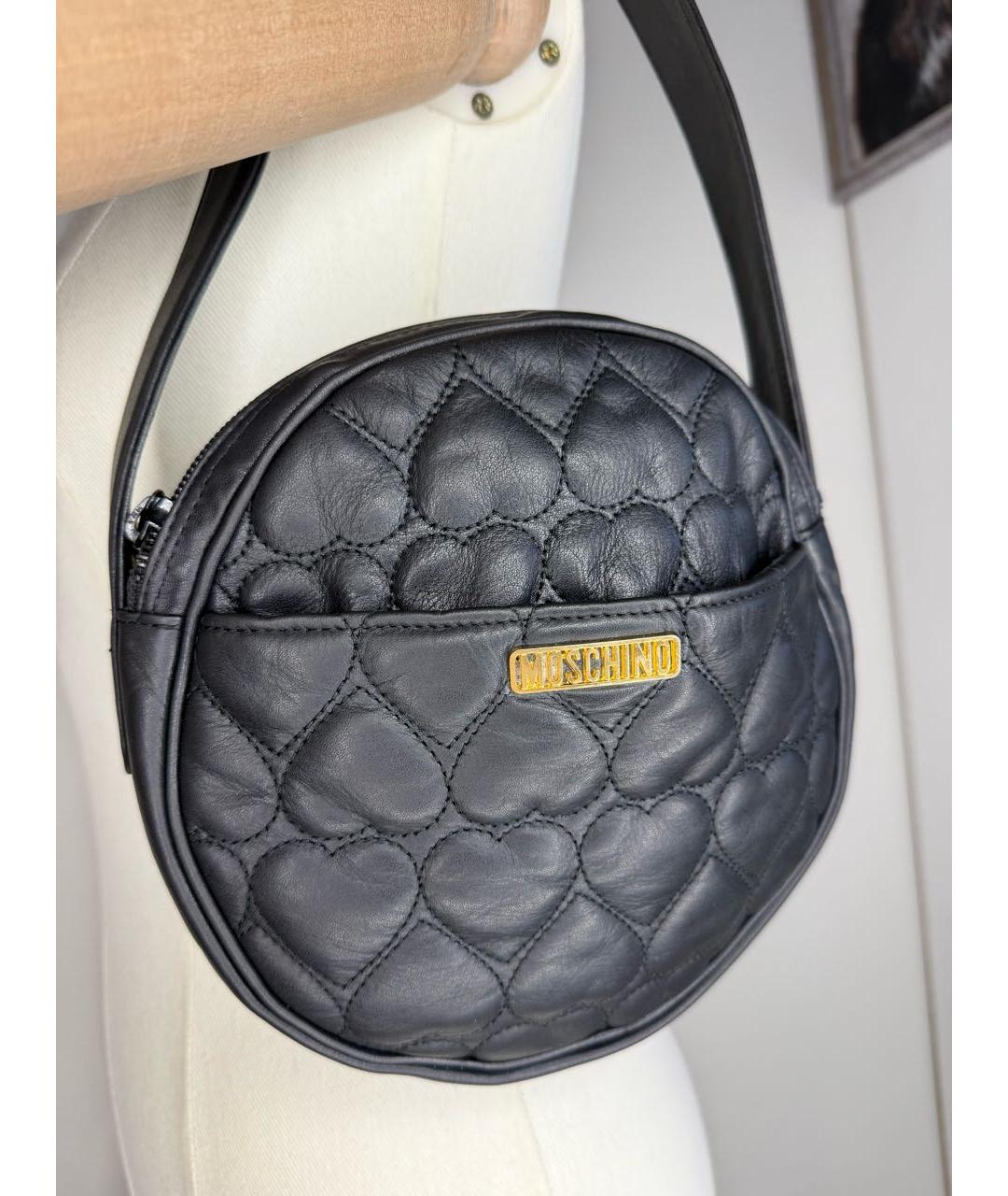 MOSCHINO Черная кожаная сумка с короткими ручками, фото 2