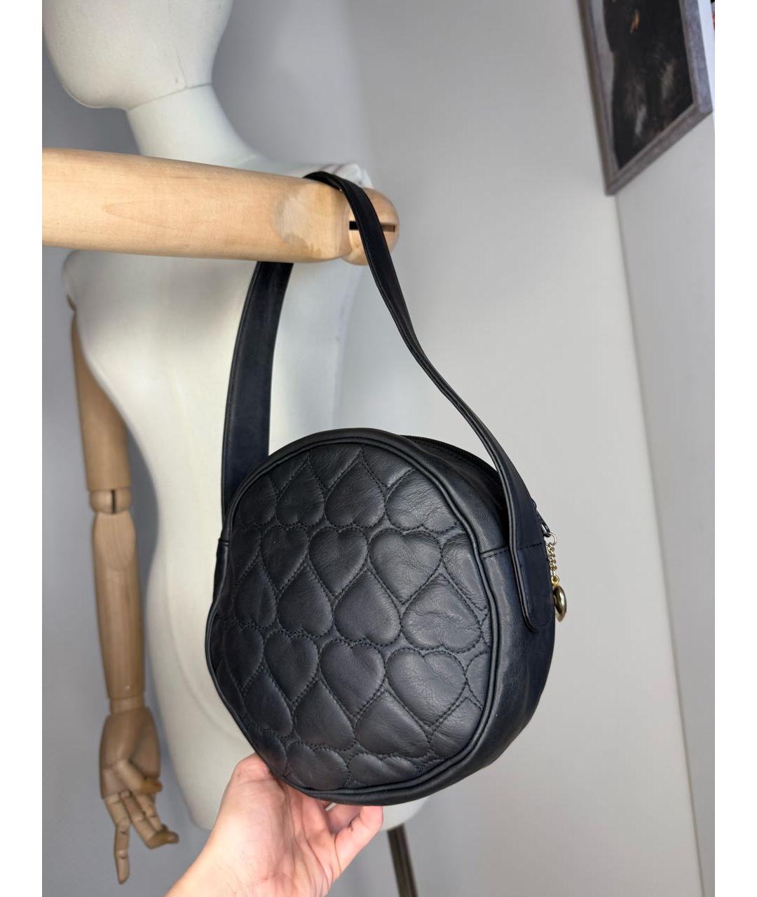 MOSCHINO Черная кожаная сумка с короткими ручками, фото 6