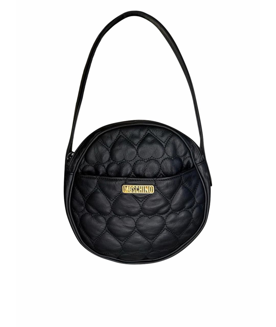 MOSCHINO Черная кожаная сумка с короткими ручками, фото 1