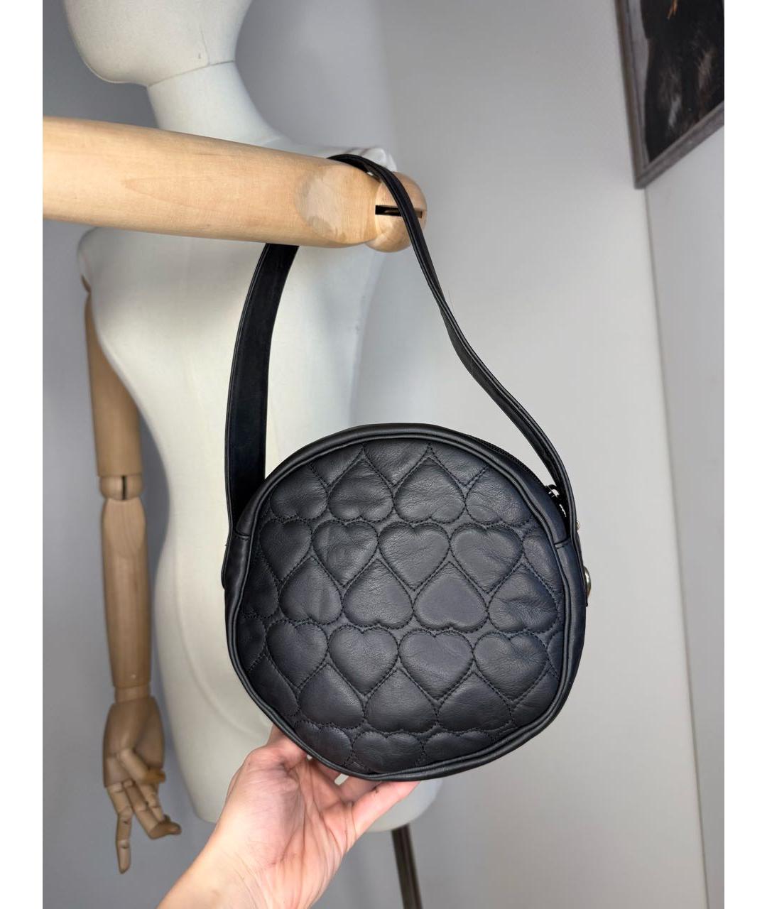 MOSCHINO Черная кожаная сумка с короткими ручками, фото 7