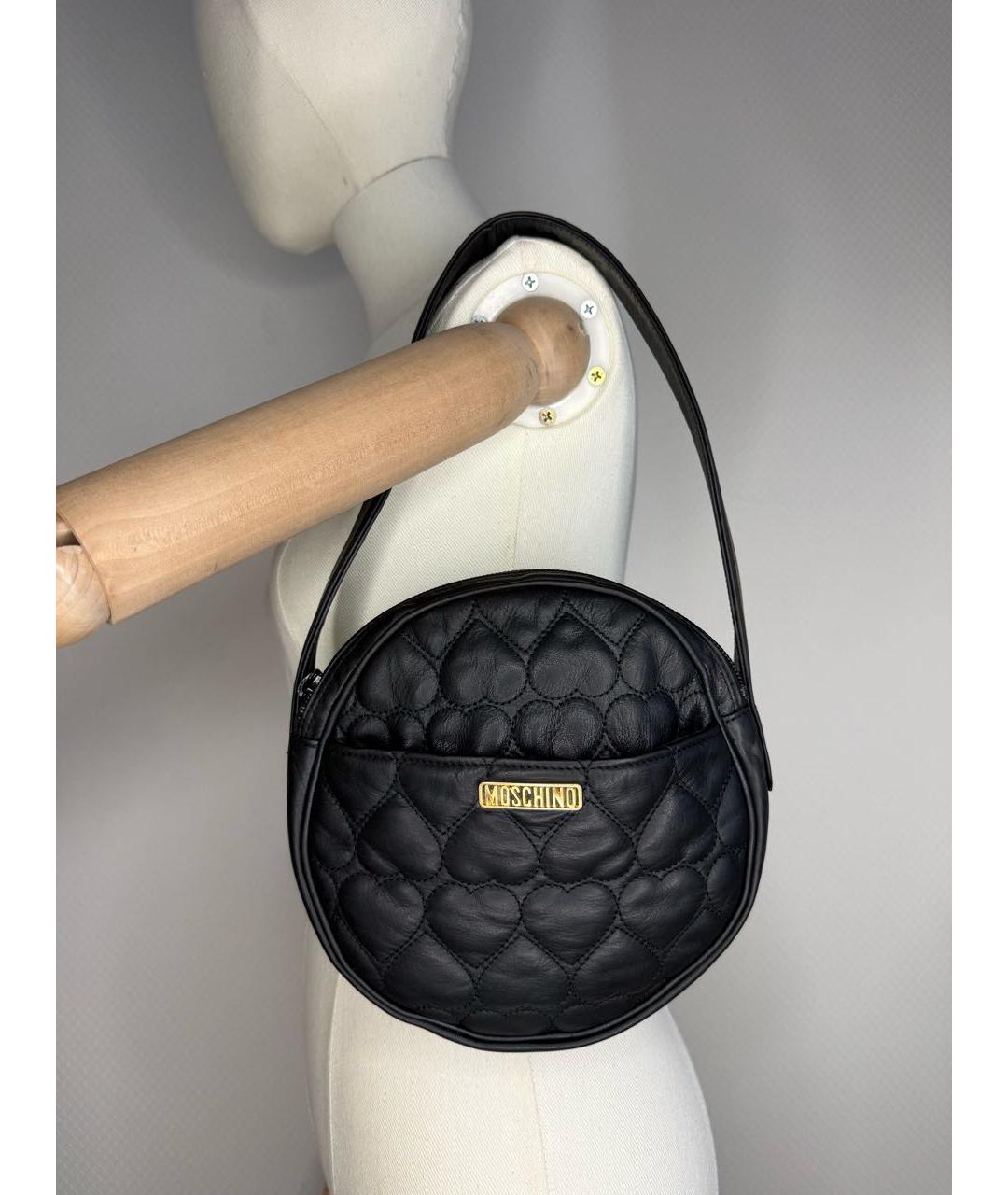 MOSCHINO Черная кожаная сумка с короткими ручками, фото 8