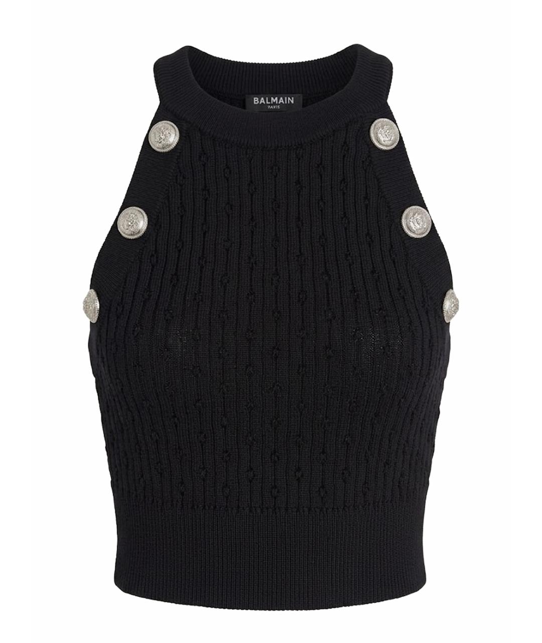 BALMAIN Черная вискозная майка, фото 1