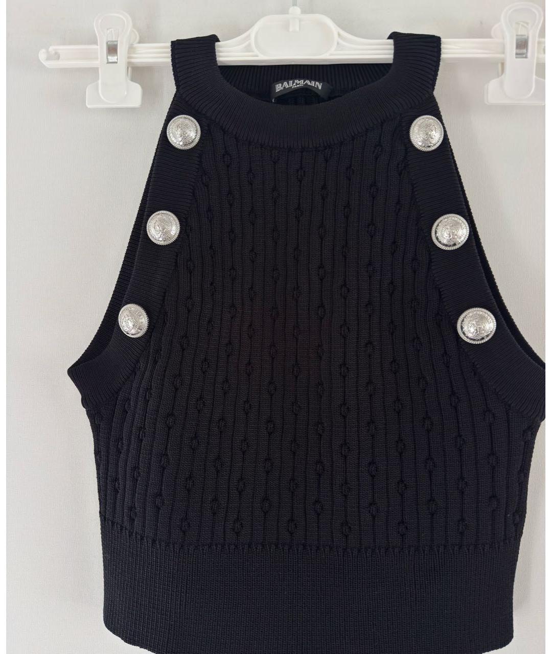 BALMAIN Черная вискозная майка, фото 7