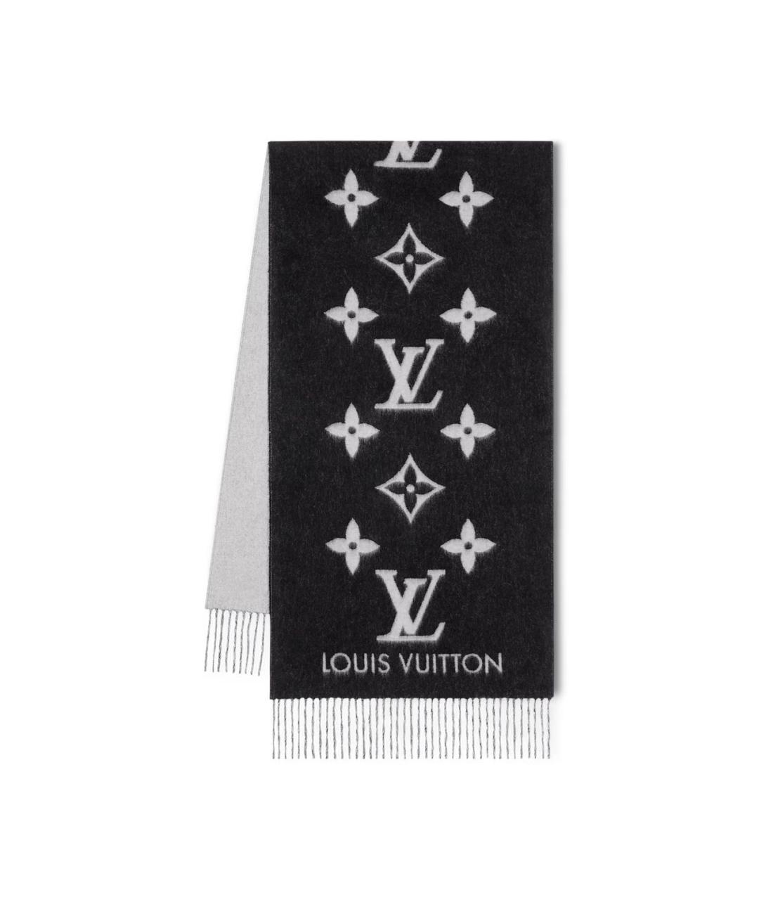LOUIS VUITTON Черный кашемировый шарф, фото 1