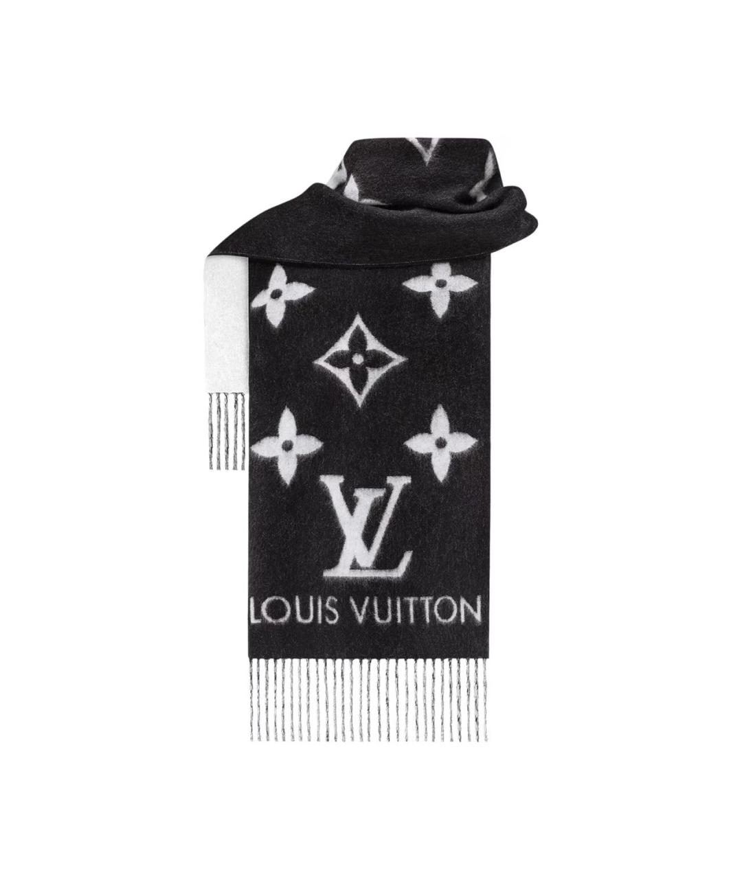 LOUIS VUITTON Черный кашемировый шарф, фото 2