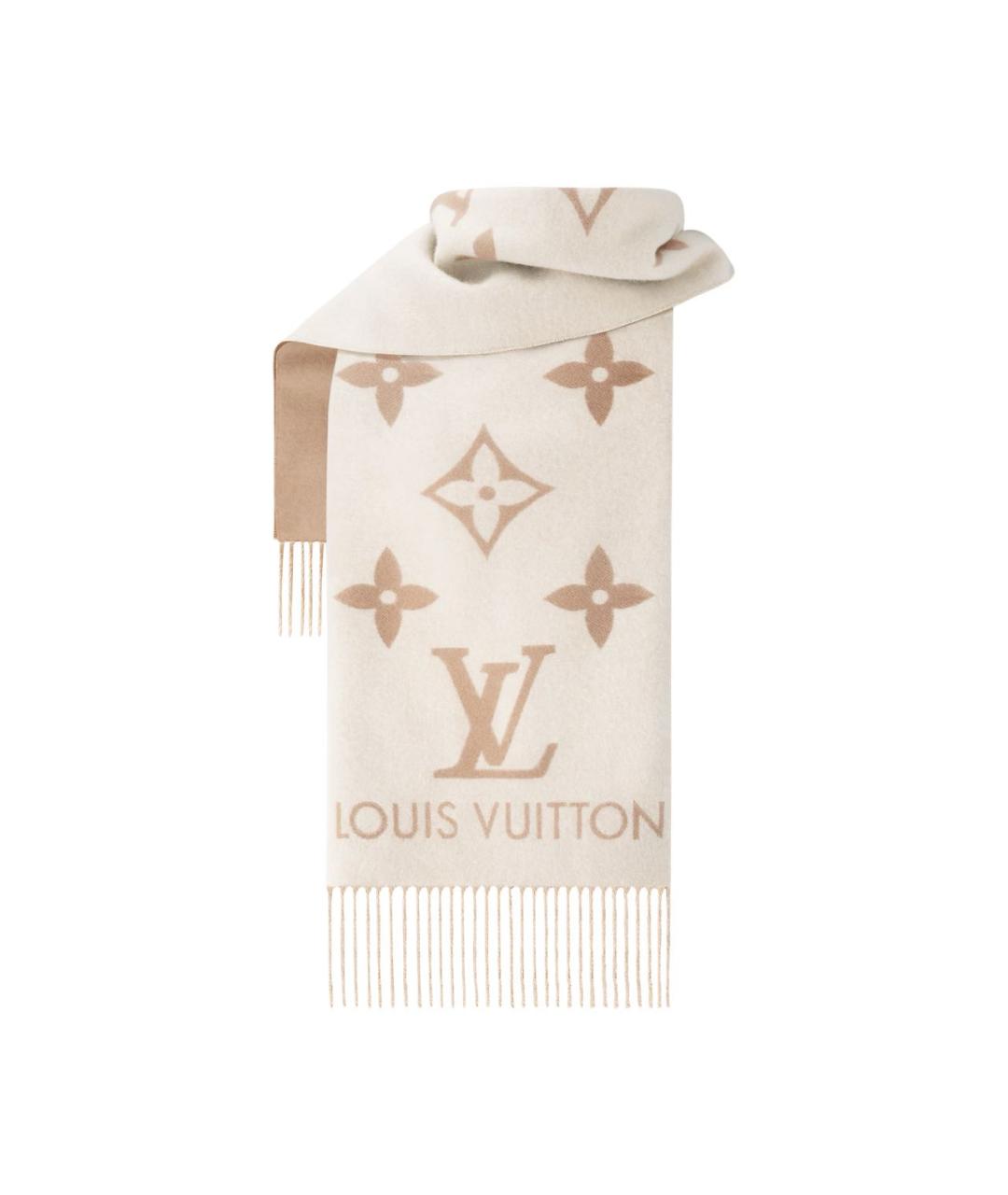 LOUIS VUITTON Бежевый кашемировый шарф, фото 2